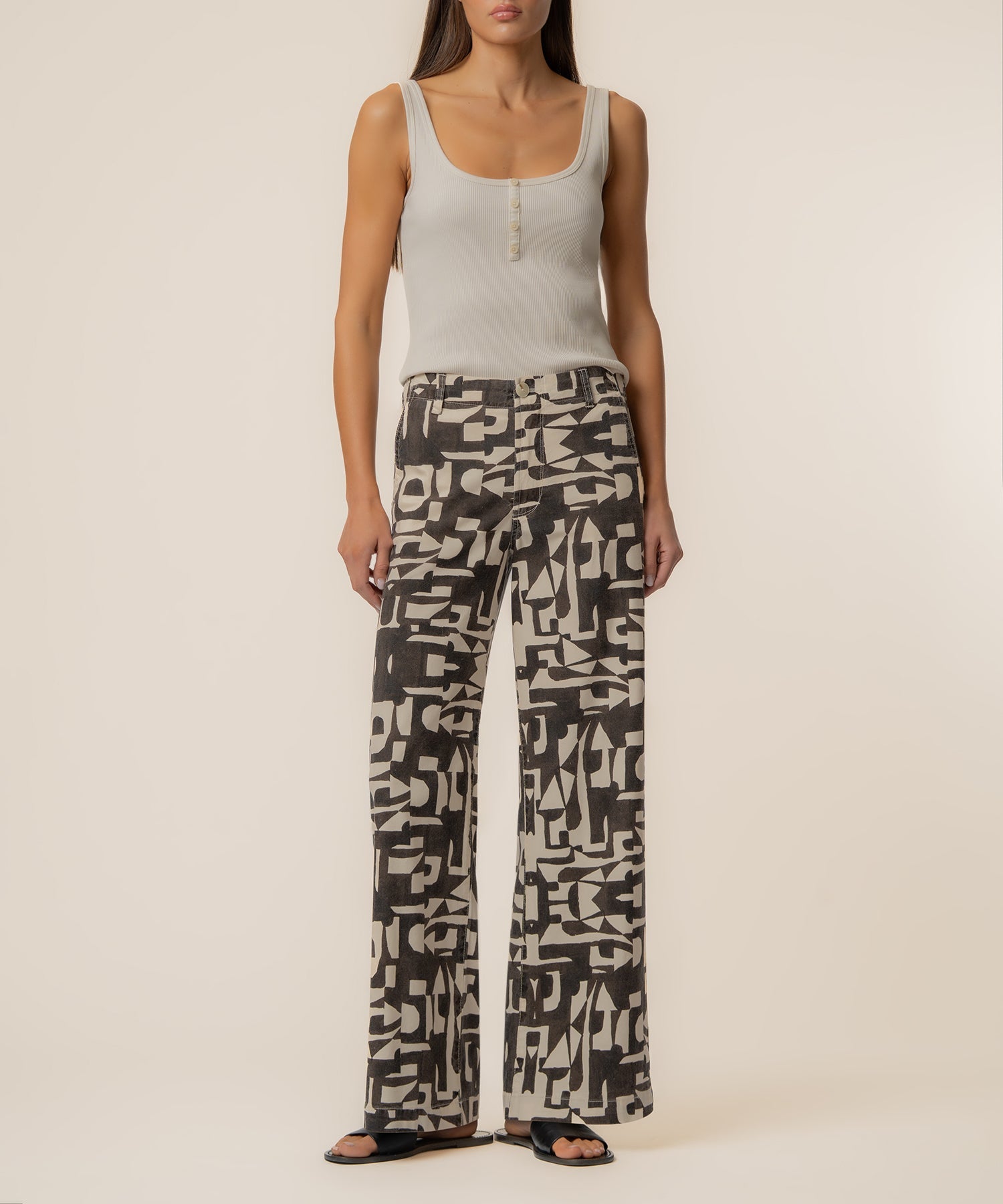 Meg Linen Wide Leg Pant, Petite in Chocolate