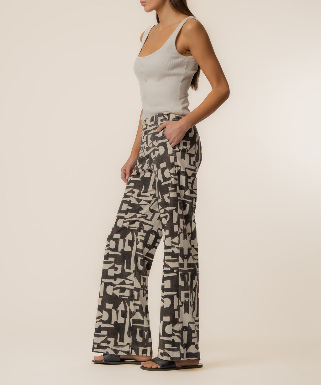 Meg Linen Wide Leg Pant, Petite in Chocolate