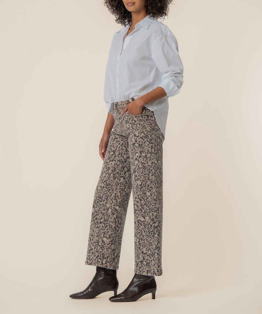 Meg High Rise Wide Leg, Petite in Taupe