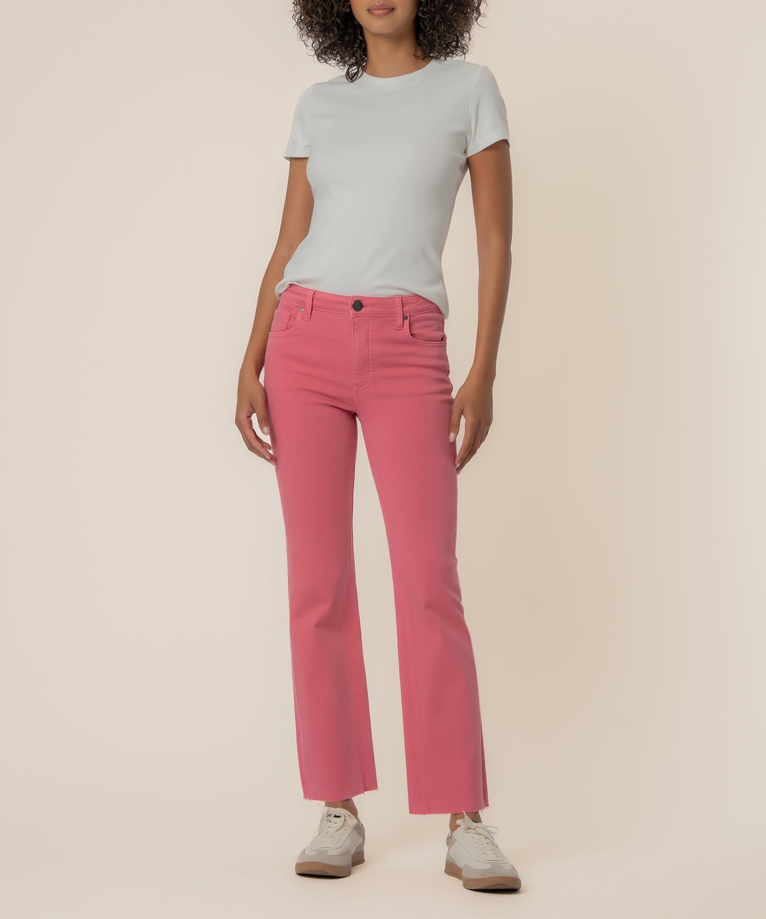 Kelsey High Rise Ankle Flare, Petite in Flamingo