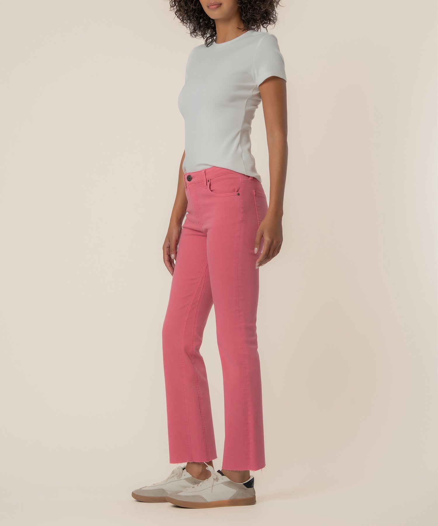 Kelsey High Rise Ankle Flare, Petite in Flamingo
