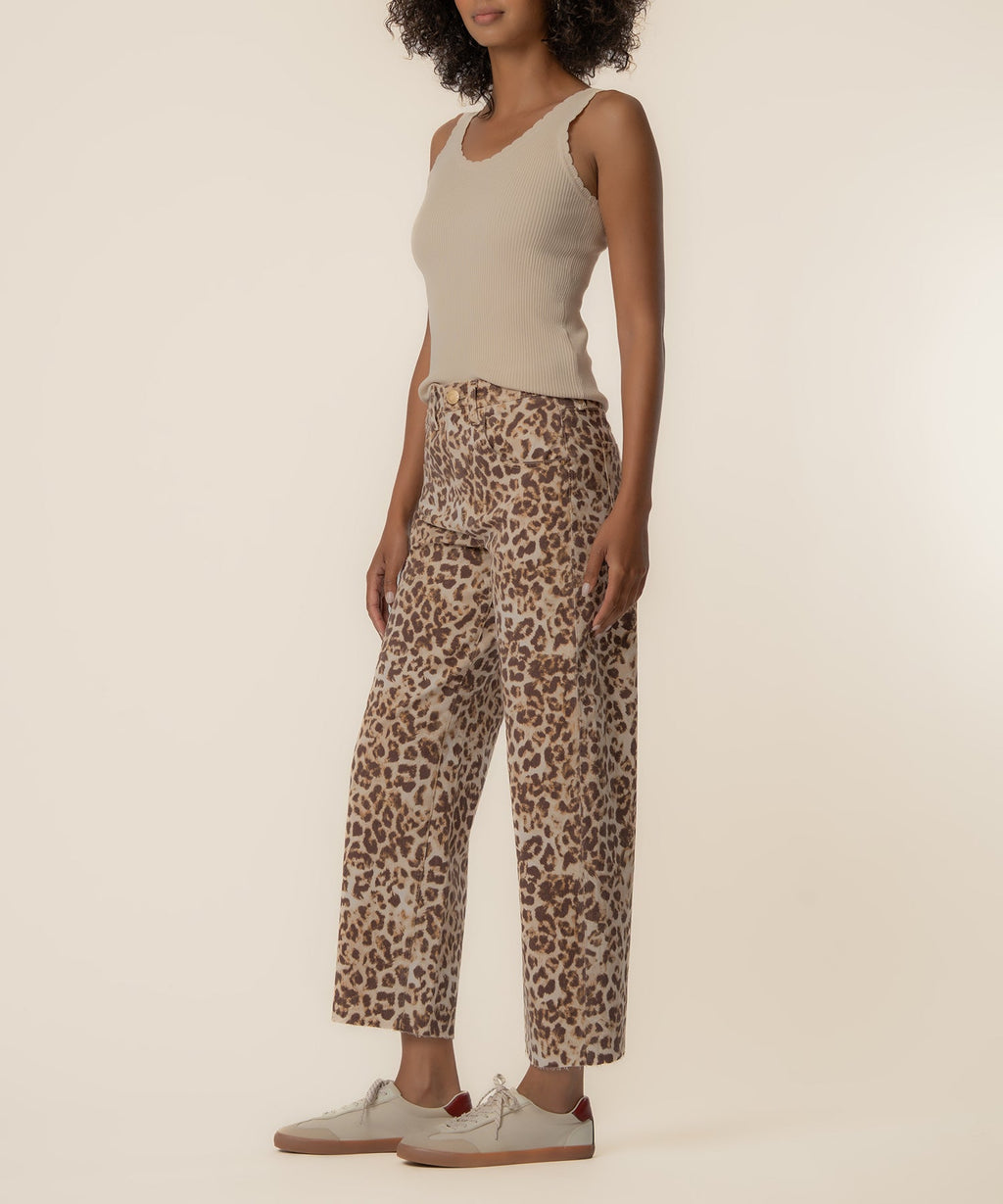 Gwen Twill High Rise Wide Leg Petite, Exclusive in Tan/Brown